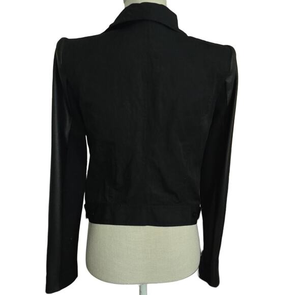 BCBG MAXAZRIA Padded Shoulder Black Bomber Jacket Sz Small - Picture 3 of 9